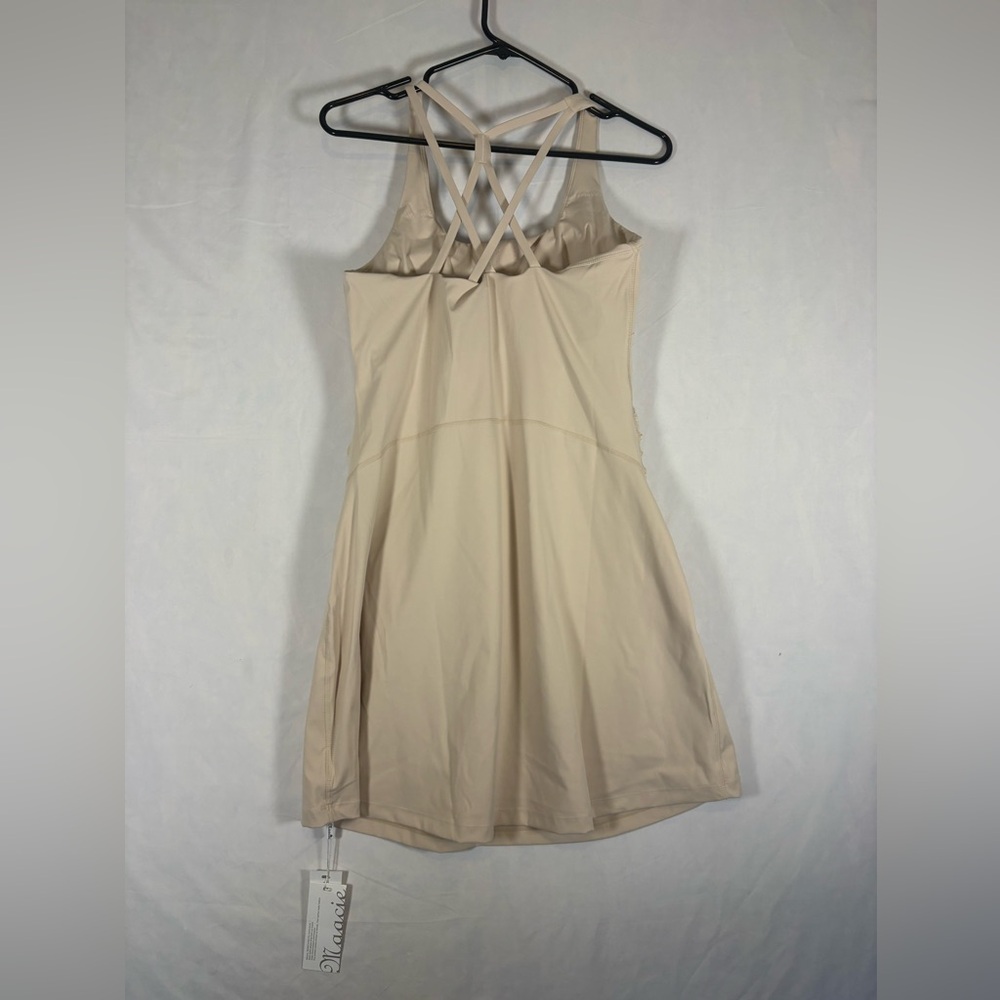 Beige Women's Strappy A-Line Dress Maternity - Picture 3 of 6
